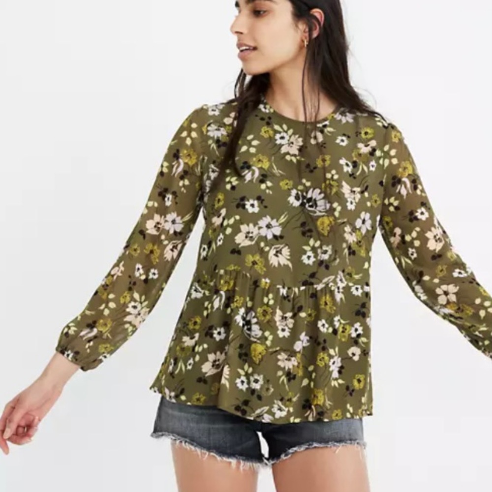 Madewell Georgette Peplum Top in Wildblooms